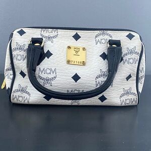 MCM Logogram Vicetos Nano Handbag in Navy Blue